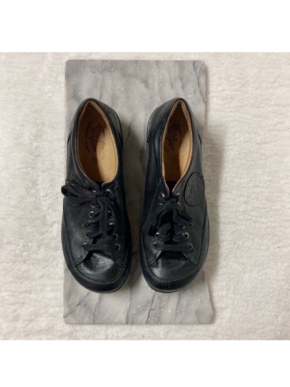 Portofino Black Leather Size 8.5 Lace Up Walking Shoe